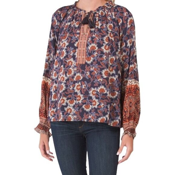 Pretty Boho Floral Blouse Top Women Size M - Picture 2 of 11